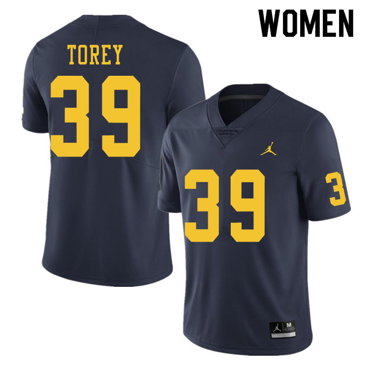 Women #39 Matt Torey Michigan Wolverines College Football Jerseys Sale-Navy